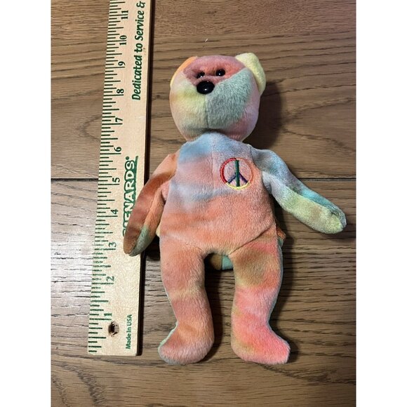 Ty Beanie Baby Peace Bear 1996 Multicolor PVC Pellets - Picture 8 of 8